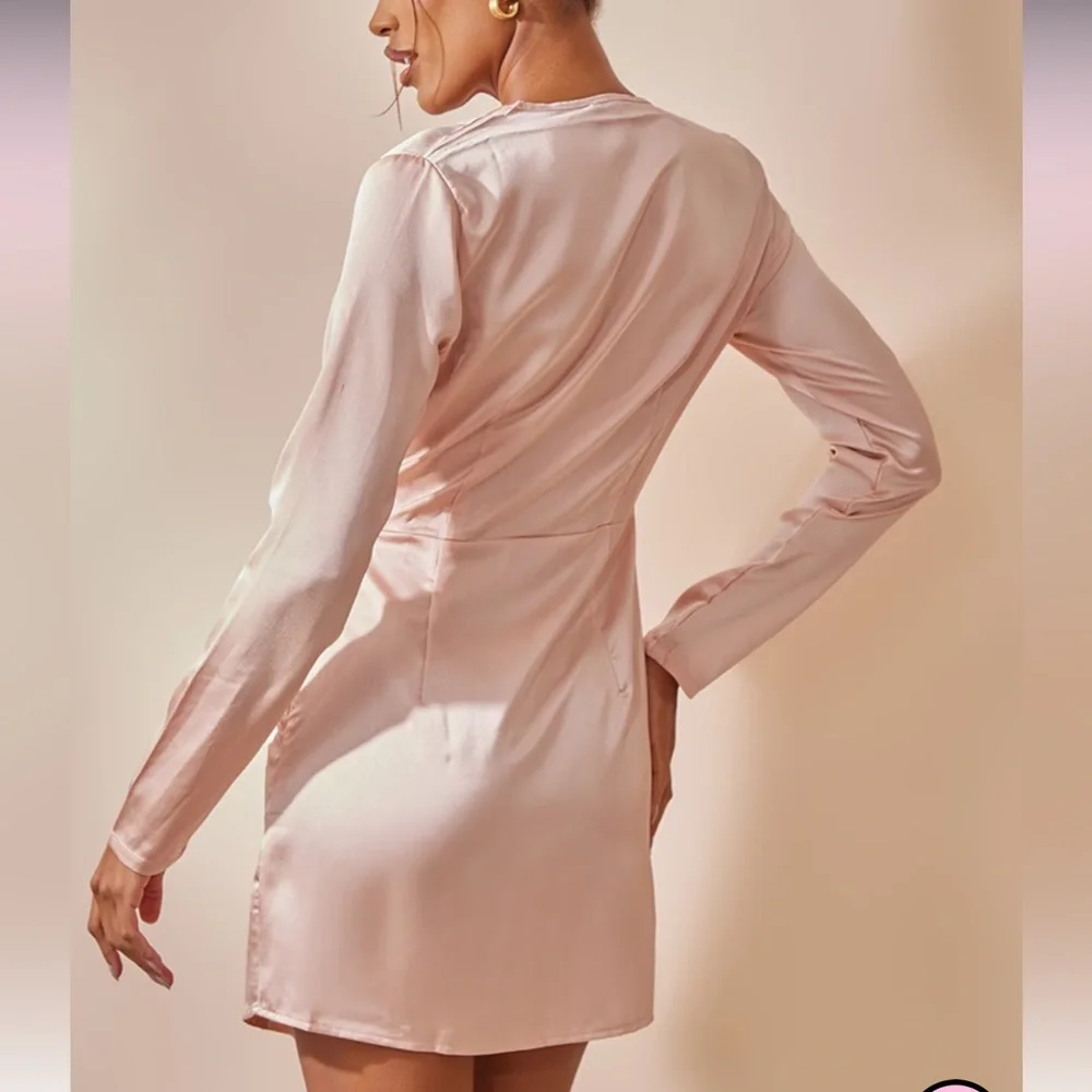 PrettyLittleThing Satin Blush Dress - Picture 2 of 7